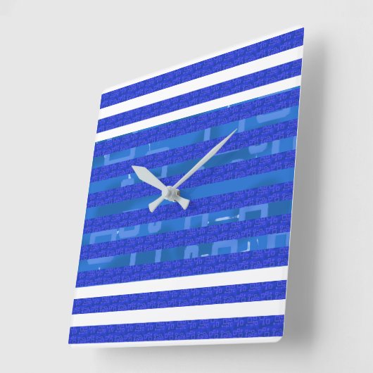 Blue Geometric スクエア壁時計 (傾斜)