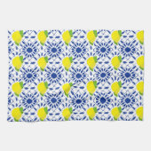 Blue Geometric Lemon Tile キッチンタオル (横)
