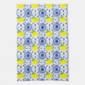 Blue Geometric Lemon Tile キッチンタオル (縦)