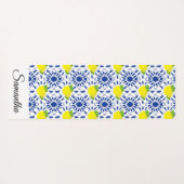 Blue Geometric Lemon Tile ヨガマット (裏面(横))