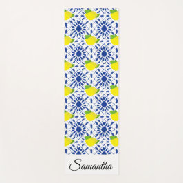 Blue Geometric Lemon Tile ヨガマット
