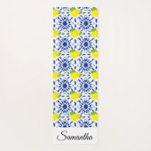 Blue Geometric Lemon Tile ヨガマット (裏面)