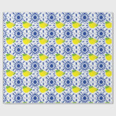 Blue Geometric Lemon Tile ラッピングペーパー (フラット)