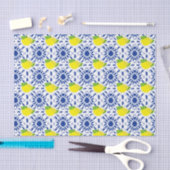 Blue Geometric Lemon Tile 薄葉紙 (クラフト)