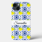 Blue Geometric Lemon Tile Case-Mate iPhoneケース (裏面)