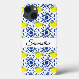 Blue Geometric Lemon Tile iPhone 13ケース