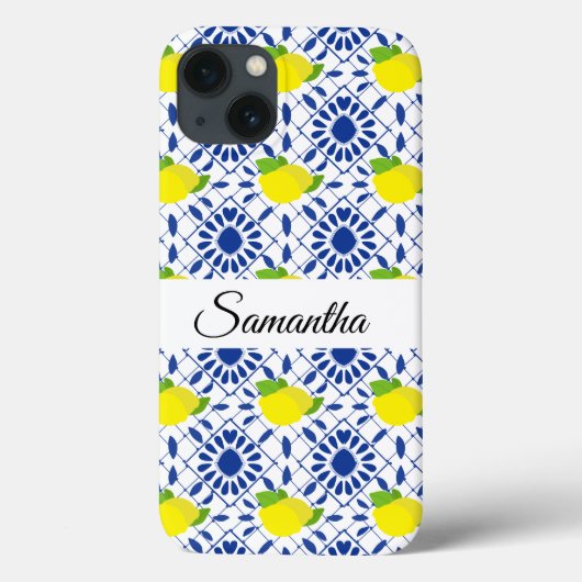 Blue Geometric Lemon Tile Case-Mate iPhoneケース (裏面)