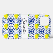 Blue Geometric Lemon Tile Case-Mate iPhoneケース (裏面 (横))