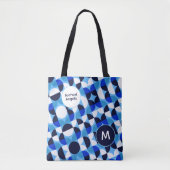 Blue Geometric Mosaic Bauhaus Monogram Custom Name トートバッグ (正面)