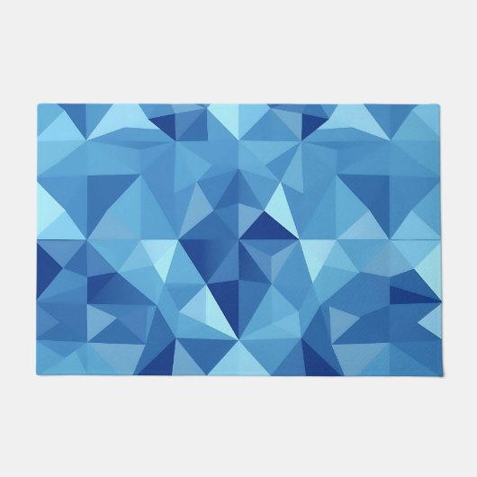 Blue Geometric Mosaic Tile Pattern ドアマット (正面)