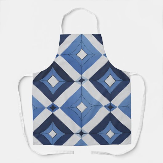 Blue Geometric Pattern Apron エプロン (正面)
