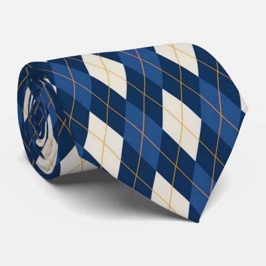 Blue Geometric Pattern Neck Tie  ネクタイ (ロール)