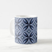 Blue Geometric Pattern Retro Style コーヒーマグカップ (正面左)