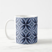 Blue Geometric Pattern Retro Style コーヒーマグカップ (左)