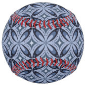 Blue Geometric Pattern Retro Style ソフトボール (裏面)