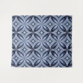 Blue Geometric Pattern Retro Style タペストリー (正面(横))