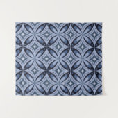 Blue Geometric Pattern Retro Style タペストリー (正面(横))