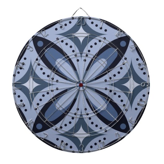 Blue Geometric Pattern Retro Style ダーツボード (正面)