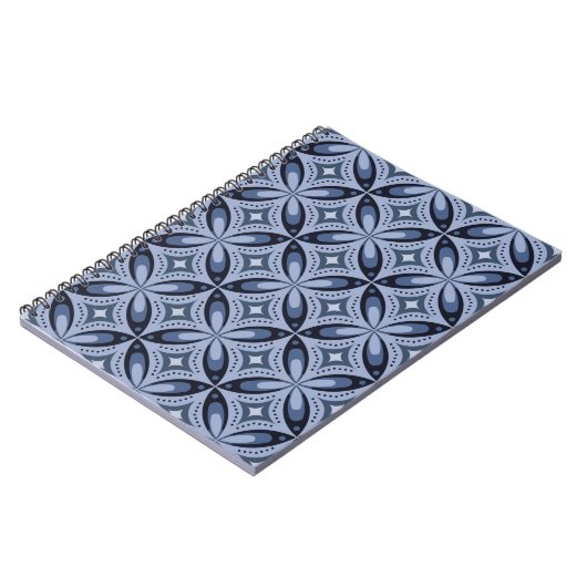 Blue Geometric Pattern Retro Style ノートブック (左側)