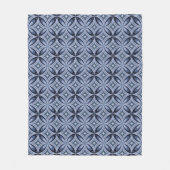 Blue Geometric Pattern Retro Style フリースブランケット (正面)
