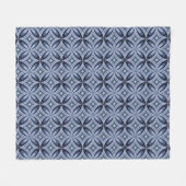 Blue Geometric Pattern Retro Style フリースブランケット (正面(横))