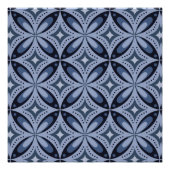 Blue Geometric Pattern Retro Style ポスター (正面)