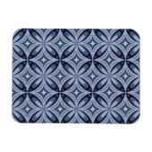 Blue Geometric Pattern Retro Style マグネット (横)