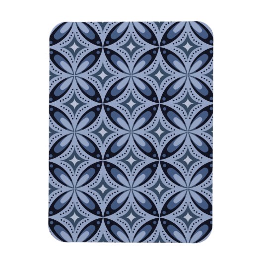 Blue Geometric Pattern Retro Style マグネット (縦)