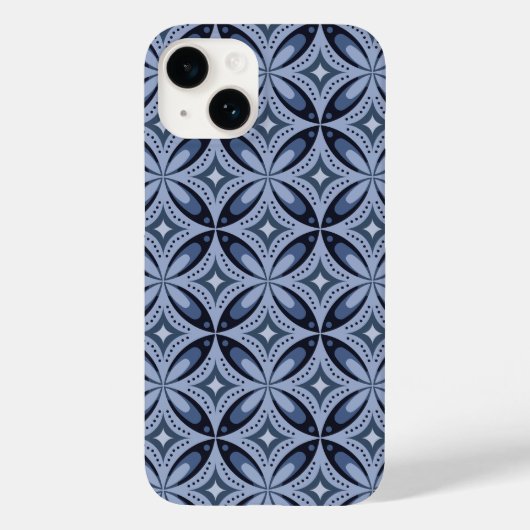 Blue Geometric Pattern Retro Style Case-Mate iPhoneケース (裏面)