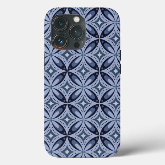 Blue Geometric Pattern Retro Style Case-Mate iPhoneケース (裏面)