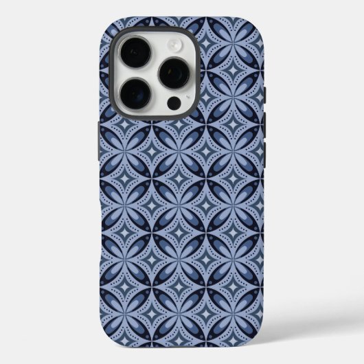 Blue Geometric Pattern Retro Style Case-Mate iPhoneケース (裏面)