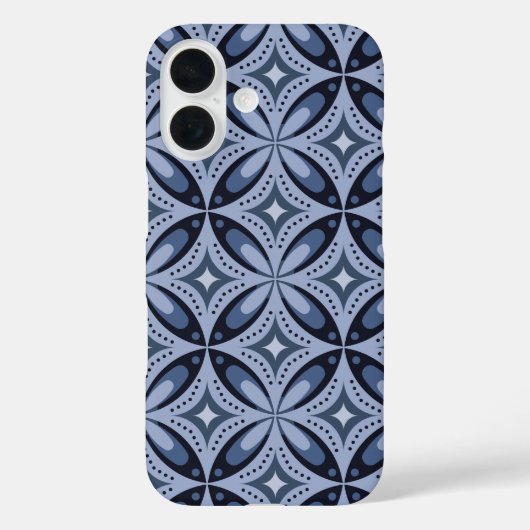 Blue Geometric Pattern Retro Style Case-Mate iPhoneケース (裏面)