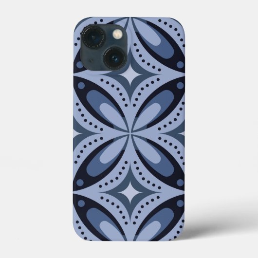 Blue Geometric Pattern Retro Style Case-Mate iPhoneケース (裏面)