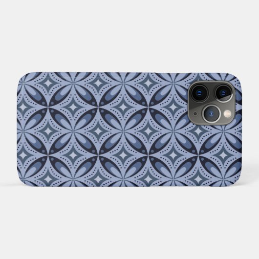 Blue Geometric Pattern Retro Style Case-Mate iPhoneケース (裏面(横))