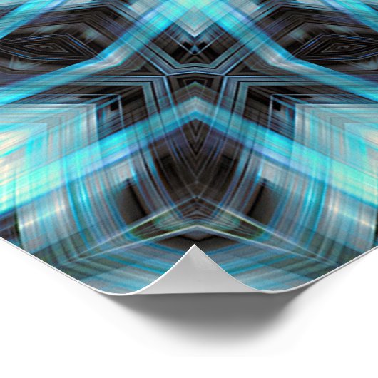 Blue Geometric Pattern with Radiant Glow ポスター (角)