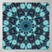 Blue Geometric Pattern with Radiant Glow ポスター (正面)