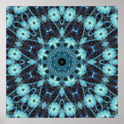 Blue Geometric Pattern with Radiant Glow ポスター (正面)