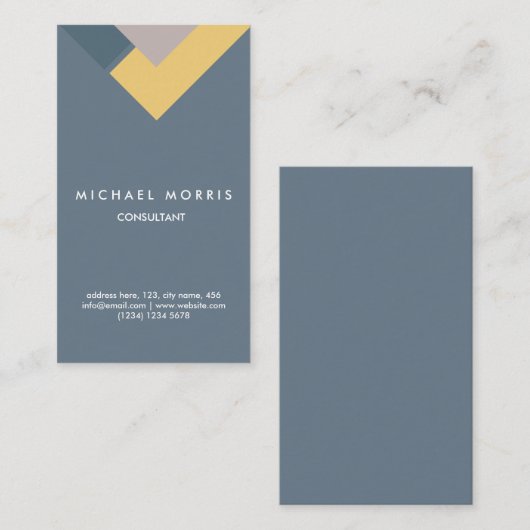 Blue geometric professional elegant modern smart 名刺 (正面/裏面)