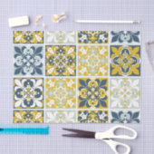  Blue Geometric Tiles Tissue Paper 薄葉紙 (クラフト)