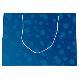 Blue gift bag with white polka dots ラージペーパーバッグ