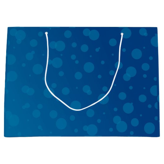 Blue gift bag with white polka dots ラージペーパーバッグ (正面)