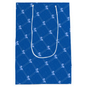 Blue Gift, White Polka Dots & Blue Bow Pattern ミディアムペーパーバッグ (裏面)