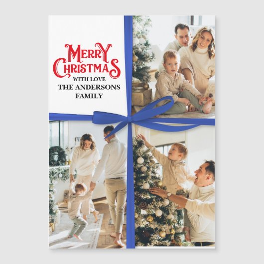 Blue Gift Wrapped Family Photo collage Christmas (正面)