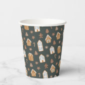 Blue Gingerbread House Pattern Baby Shower 紙コップ (裏面)