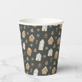 Blue Gingerbread House Pattern Baby Shower 紙コップ (正面)