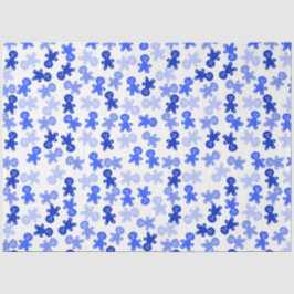 Blue Gingerbread Man Pattern on White 薄葉紙