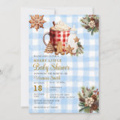 Blue Gingham A Merry Little Baby Shower  招待状 (正面)