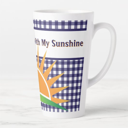 Blue Gingham And Sunshine  カフェラテマグ (右)