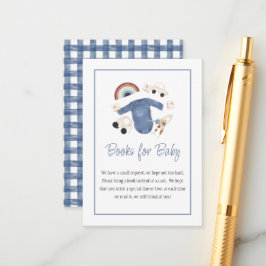 Blue Gingham and Toys Baby Boy Books for Baby Card エンクロージャーカード