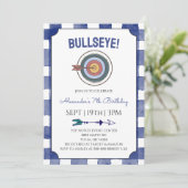 Blue Gingham Archery Birthday Party 招待状 (スタンド正面)